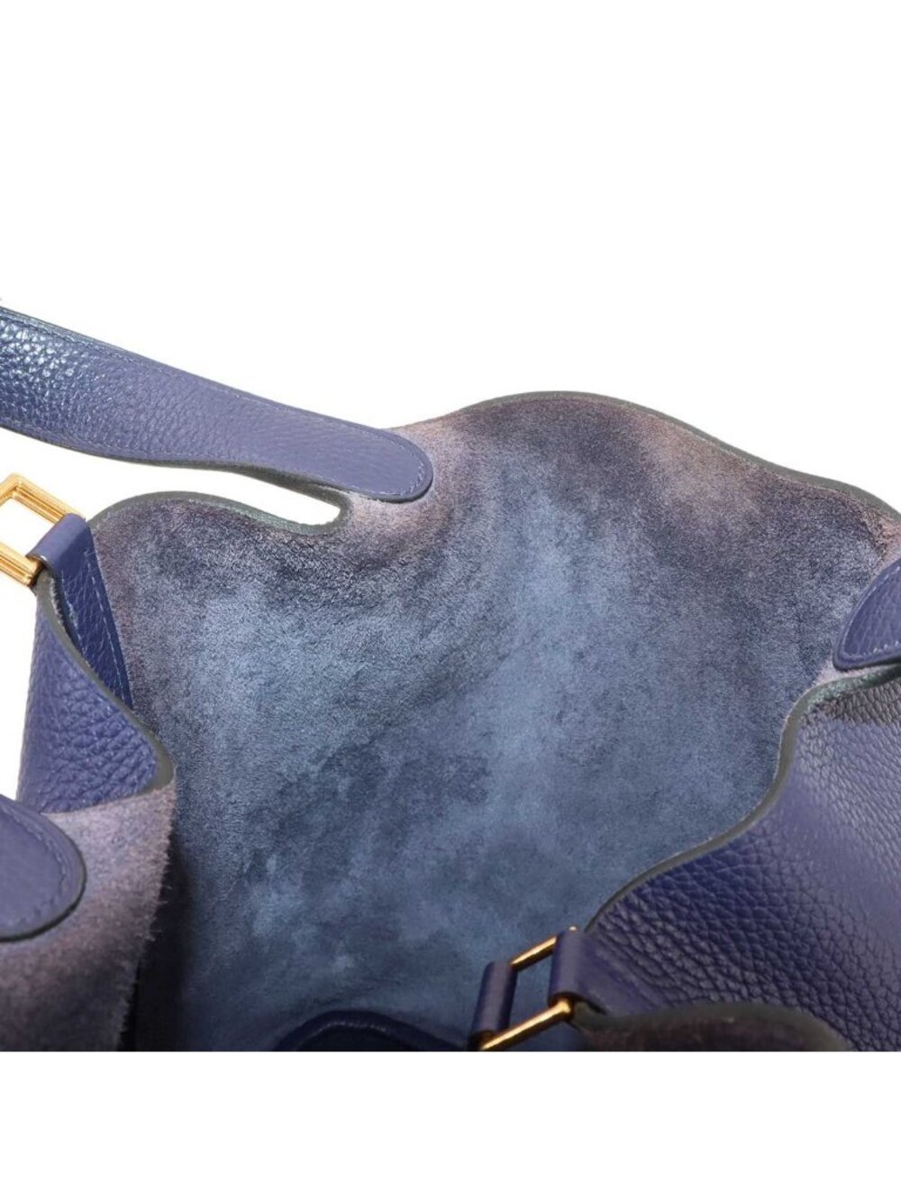 Hermes Picotin Lock Hand Bag Taurillon Clemence Blue Gold - Picture 8 of 9